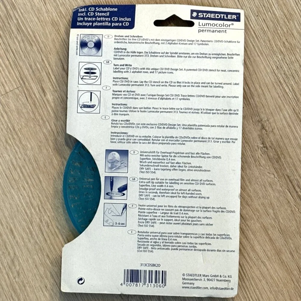 Lumocolor Permanent Marker Pen Set Staedtler Germany CD DVD Design Set Stencil